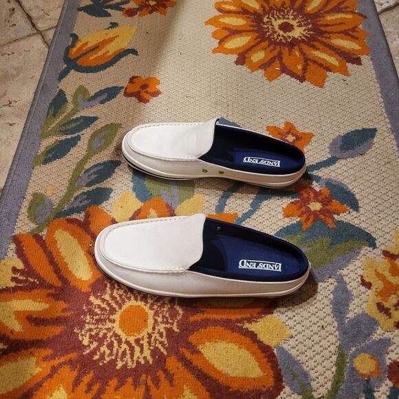 Lands' End White Canvas Upper Step In Backless Mule Casual Sneakers - Picture 3 of 4